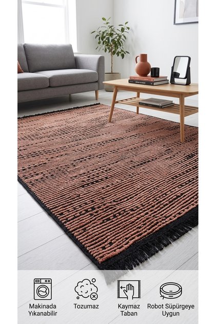 Şönil İplik Modern Makine Halısı ,Yumuşak Dokulu, Pamuk Tabanlı, Kaymaz Tabanlı Kilim