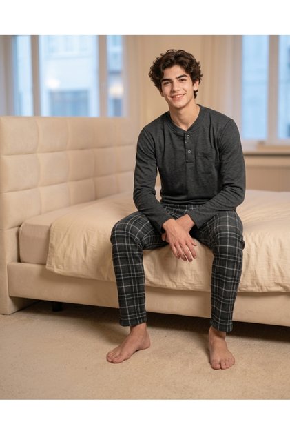 Young Men's Cotton Winter Pajama Set