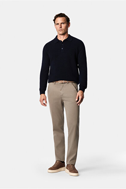 Regular Fit Standard Cut Lyocell Blended 5-Pocket Canvas / Chino Trousers