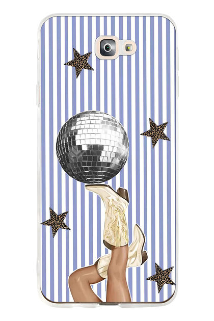 Samsung Galaxy J7 Prime Compatible Disco Ball Patterned Transparent Phone Case