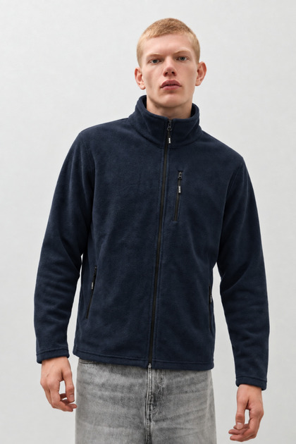 Men's Winter Loose Fit Smoked Fleece with 3 Zipper Pockets