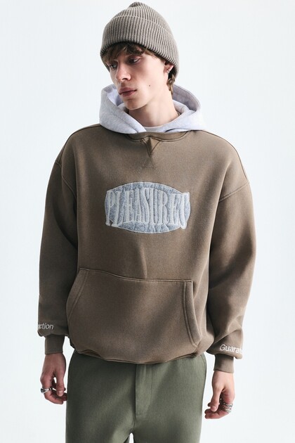 Oversize Baskılı Kapüşonlu Sweatshirt