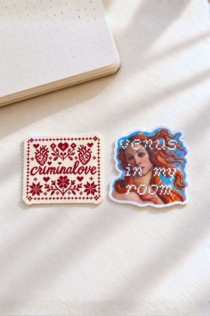 Retro 2-Piece Hologram Effect Laminated Sticker Set, Agenda Label, Multi-Purpose Sticker, Waterproof