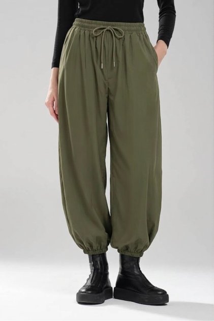Women's Balloon Fit Design Trousers with Elastic Waist and Cuffs