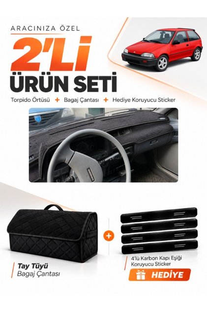 Suzuki Swi̇ft (1988-1994) Compatible Glove Box Cover + Tay Tüy Luggage Bag + Sticker Set - Sz002