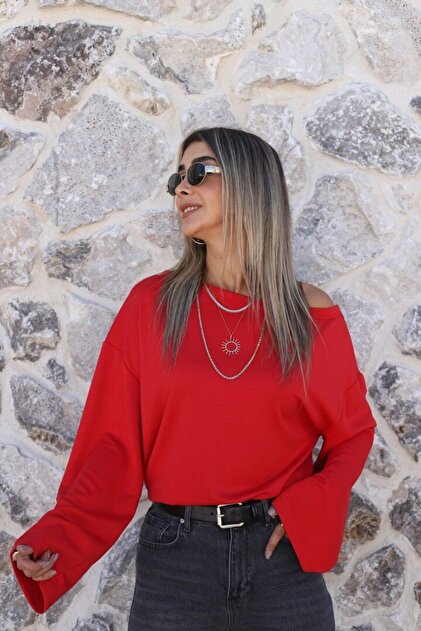 Red Off-Shoulder Blouse