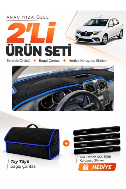 Renault Symbol Short Type 1 (2013-2021) Compatible Glove Box Cover + Tay Feather Luggage Bag Set - Re016