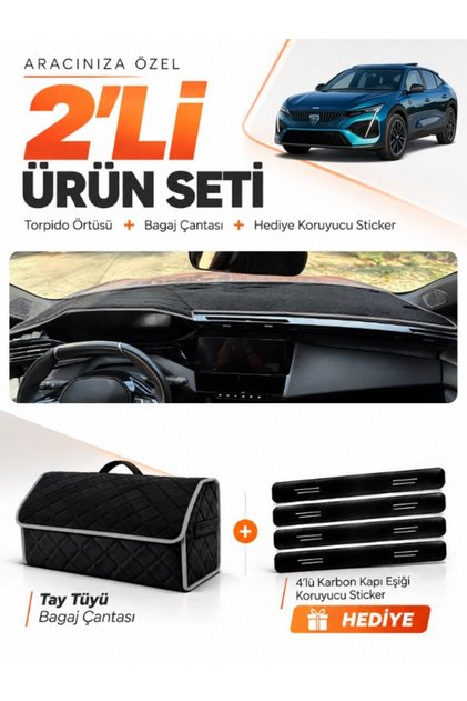 Peugeot 408 (2022-2026) Compatible Dashboard Cover + Thai Feather Trunk Bag + Sticker Set - Pe033