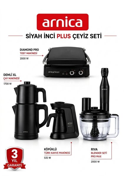 Siyah İnci Plus 4 Lü Çeyiz Seti Siyah ST90029