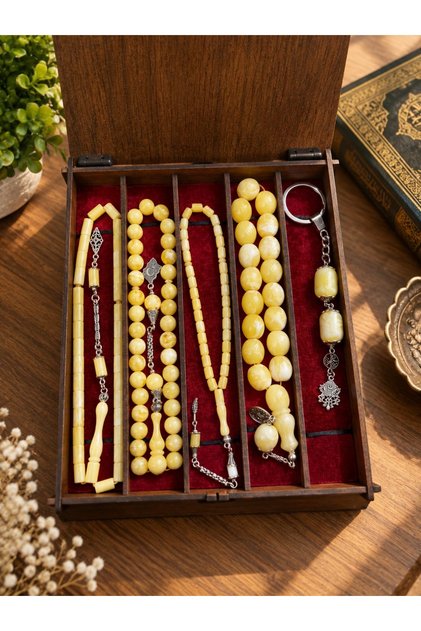 Set of 5 Beirut Drop Amber in a Special Wooden Box