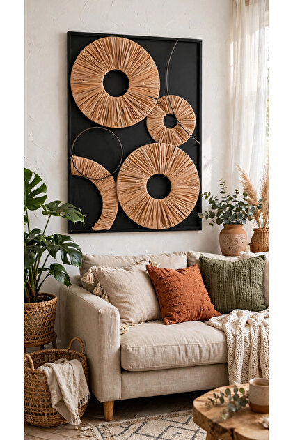 Tablou Decorativ 3D Boho Lux - Cercuri din Hartie Kraft Pliata