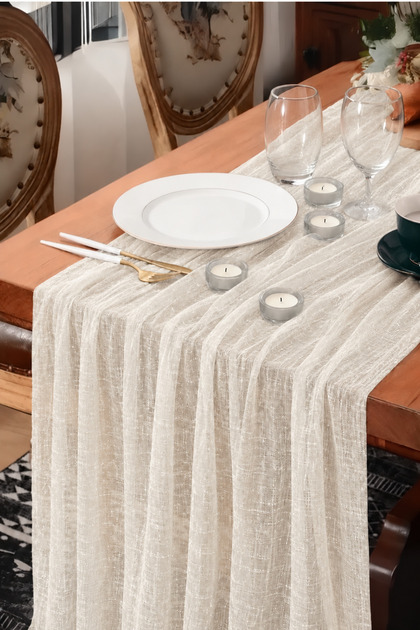 Bohemian Runner Tablecloth Ecru Modern Home Decor Wedding Engagement Special Occasion Tablecloth Dowry Set