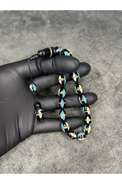 Mascot High-End Natural Brass, Enamel, and Bone Inlaid Kuka Prayer Beads