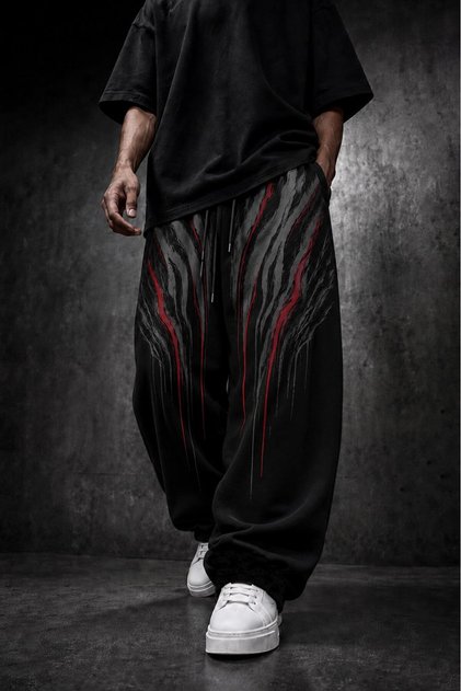 Men's Black Vein Baggy Tracksuit