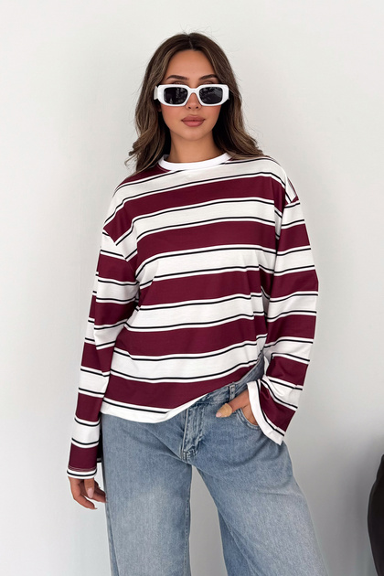 Women's Striped Crew Neck Long Sleeve Basic Sweatshirt