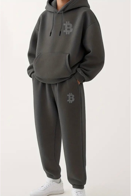 Special Series Hooded B Printed 100% Cotton 3 Yarn Large Size Winter Shalwar Men's Track Suit
