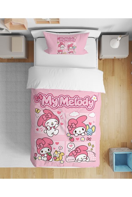 My Melody Patterned 3D Digital Printed Single Duvet Cover Set Without Sheets for Girls Sleeping Set