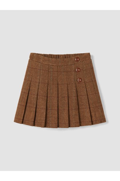 Fustă de fete din gabardină plisată, cu model în carouri