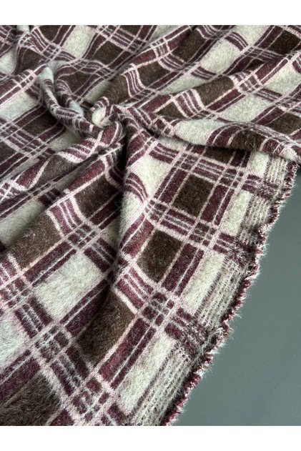 Coffee Color Winter Wool Cashmere Fabric Plaid Chanel Boucle Fabric Stretchy Vest Jacket Clothing Fabric - Sold by the Meter - Double Width 150 cm