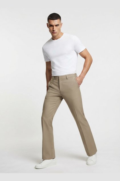 Men's Formal Bootcut Trousers - Khaki