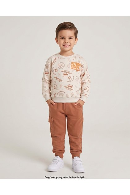 Boy's Seasonal Compact Cotton Top and Bottom Tracksuit Set, Ages 6-7-8-9-10