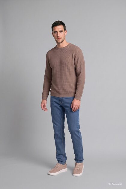 Relaxed Fit Crew Neck Basic Knit Sweater G6422Ax26Au