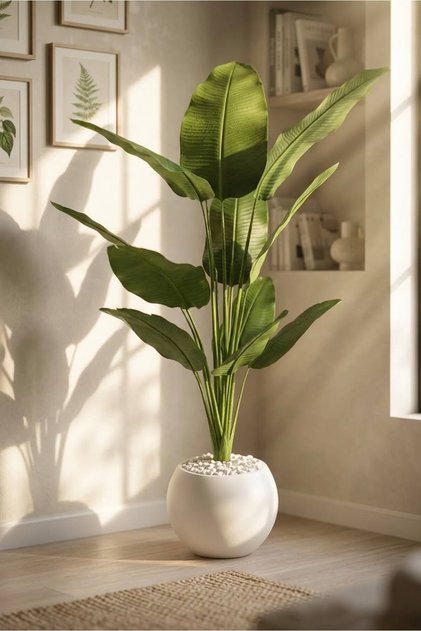Yapay Starliçe Ağacı Tek Gövde 13 Büyük Yapraklı 180cm Yapay Ağaç Starliçe Ağacı - 30*40 Küre Saksılı
