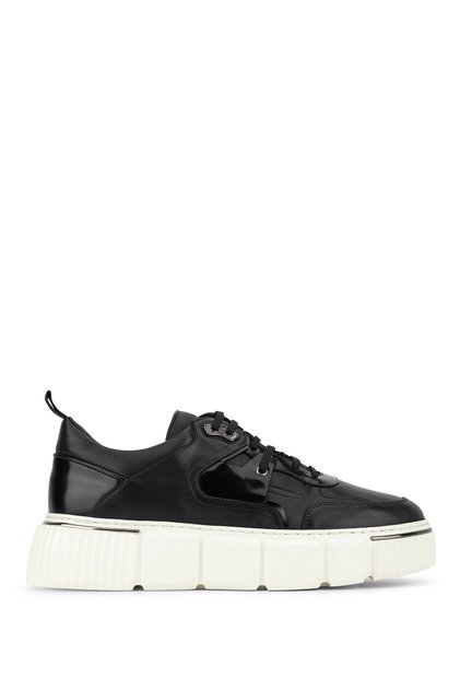 Men's Genuine Leather Black Sneakers & Sports Shoes