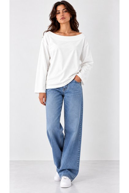 White Boat Neck Standard Tshirt