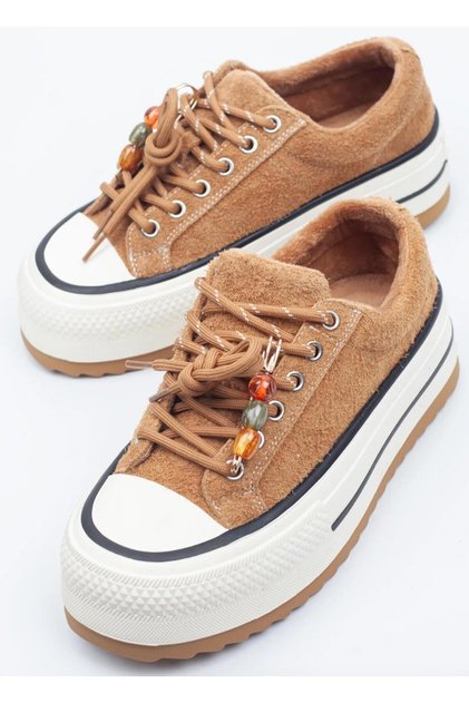 26K366-1 Genuine Suede Leather High Sole Women's Premium Sneaker Shoes