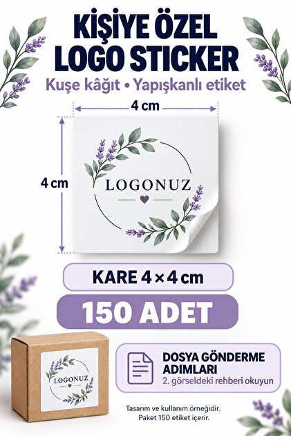 Logo Sticker 4 CM (Kişiye Özel) 150 Adet Yapışkanlı Etiket