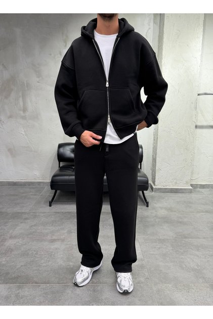 Black Hooded Double Set with Ribbon