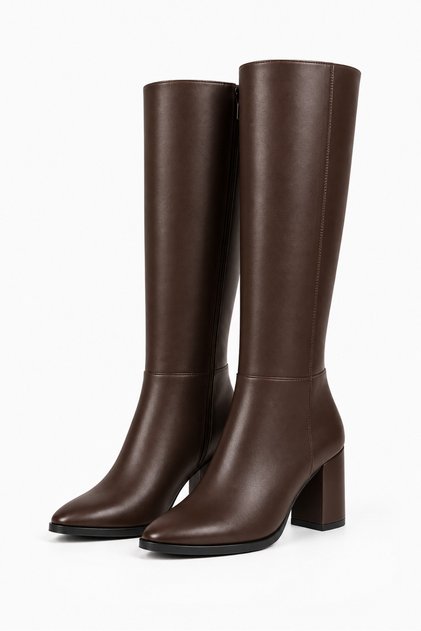 Celeste Brown Rustic Women's Daily Pointed Toe Stylish Modern Classic Elegant Thick Heeled Boots