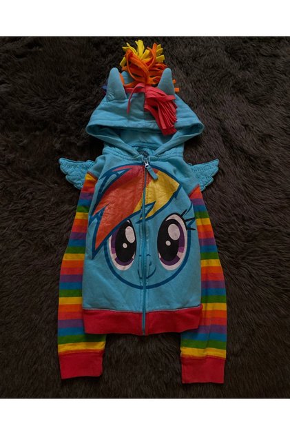 Rainbow Pony Gökkuşağı Desenli Kapüşonlu Fermuarlı Sweatshirt