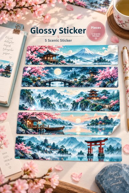 5 Pcs Large Landscape Sticker Bullet Journal Scrapbook Laptop Agenda