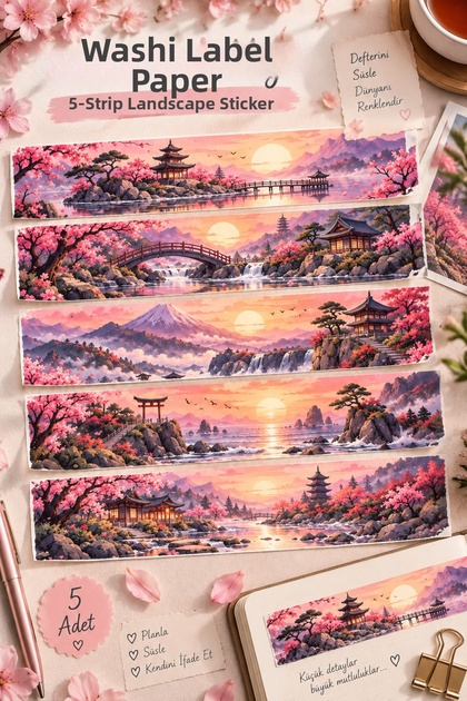 5 Pcs Large Landscape Sticker Bullet Journal Scrapbook Laptop Agenda