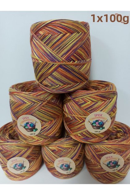 Fir de tricotat din bumbac mercerizat cu viscoză, cu gradient de culoare, 100gr