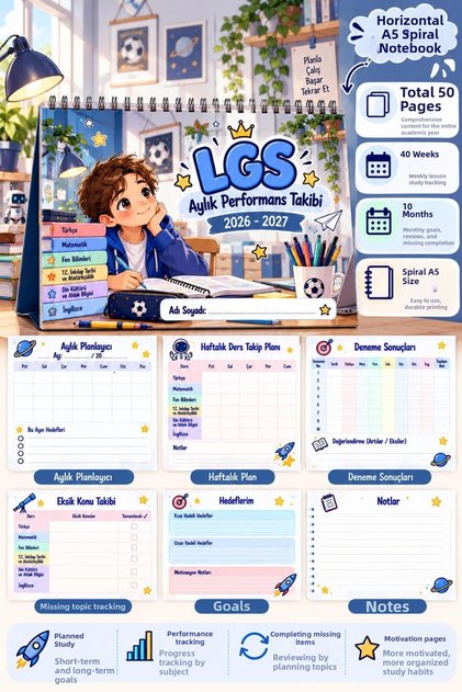 Lgs 2026-2027 Monthly and Lesson Tracking Notebook – A5 Spiral Bound – 50 Pages / 40 Weeks / 10 Months