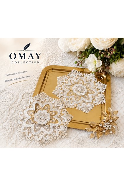 Decorative Lace Napkin – Stylish 2-Piece Presentation Napkin with Floral Pattern, Cocktail Napkin, Coffee Side Presentation Napkin, Coaster