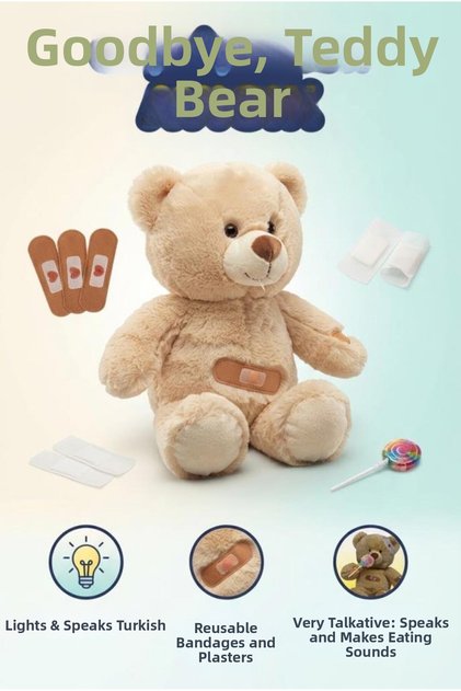 Turkish Speaking Interactive Goodbye Uf-Uf Teddy Bear Patient Healing Game Plush Bear 40 cm