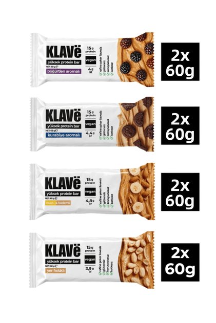 High Protein Bar Assorted - 60 g X 8 Pieces - 15g Protein, Vegan and Gluten-Free