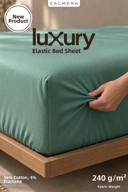 Luxury Lycra Elastic Sheet |   Double - King Size |   240 Gsm - Green