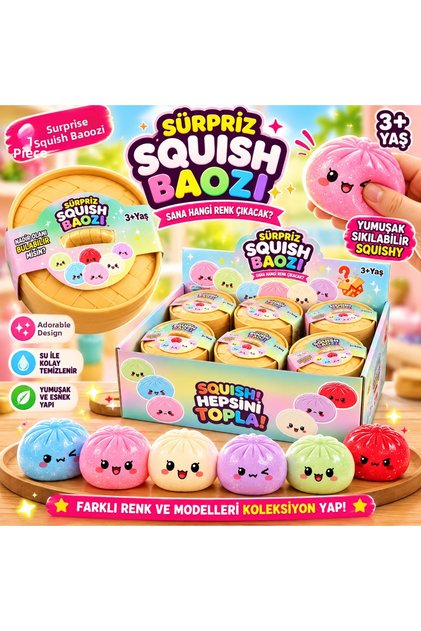 Chinese Dumpling Baozi Glittery Soft Squeezable Cute Toy