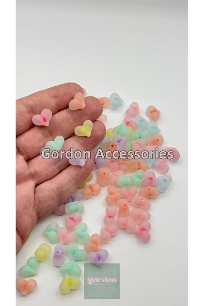 16mm Heart Soft Frosted Color Beads 35Pcs Jewelry Beads
