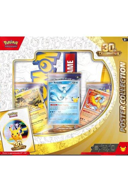 Pokémon Tcg: 30. Celebration Poster Collection (3 Promotional Cards, 1 Poster, and 3 Boosters)