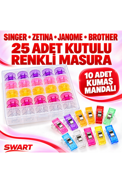 Swart SİNGER ZETİNA EV TİPİ DİKİŞ MAKİNESİ 25'Lİ RENKLİ MASURA