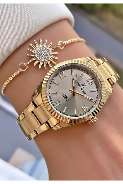 Women's Wristwatch Gold Color Steel Cord Bracelet Gift 2 Years Warranty 0850Dkl04188896