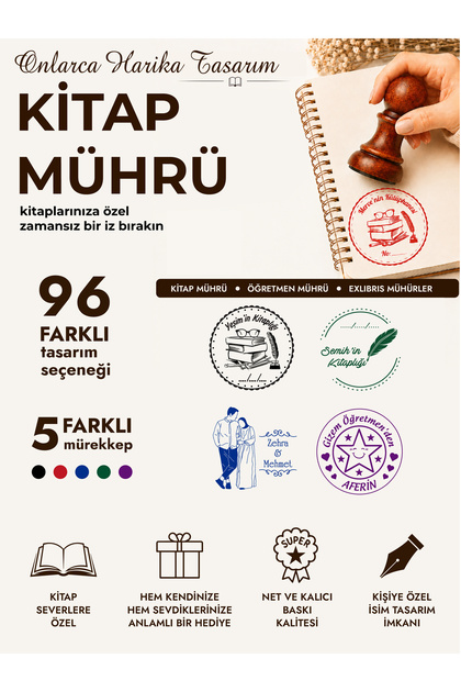 Kitap Mührü, Öğretmen Mührü, Kitap Kaşesi, Kişiye Özel Ahşap Mühür, Kişiye Özel Hediye, Tasarım, Kitap Damgası, Kişiye Özel Kitap Mührü, Exlibris Mühür, İsim Damgası, Ahşap Kitap Kaşesi