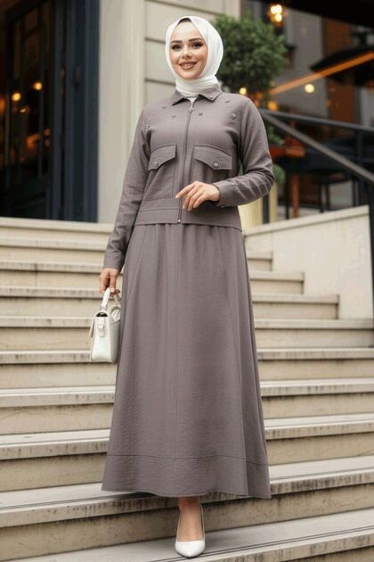 Jacketed Mink Hijab Skirt Double Suit 44723V