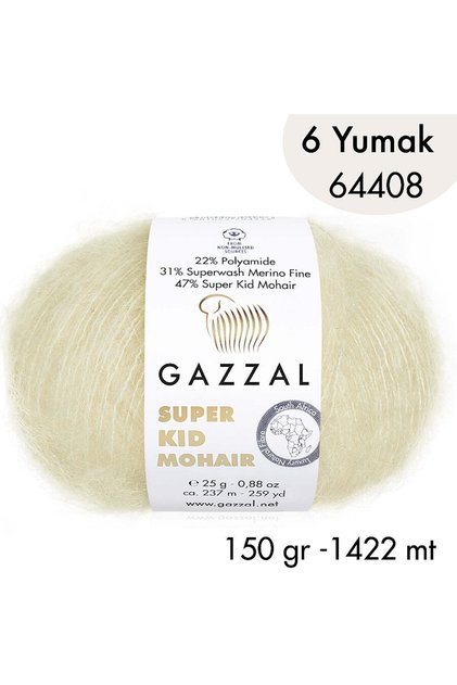 Super Kid Mohair 64408 - 6 Yumak 150 Gr